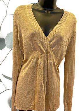 LOFT Metallic Taupe Knit Pullover